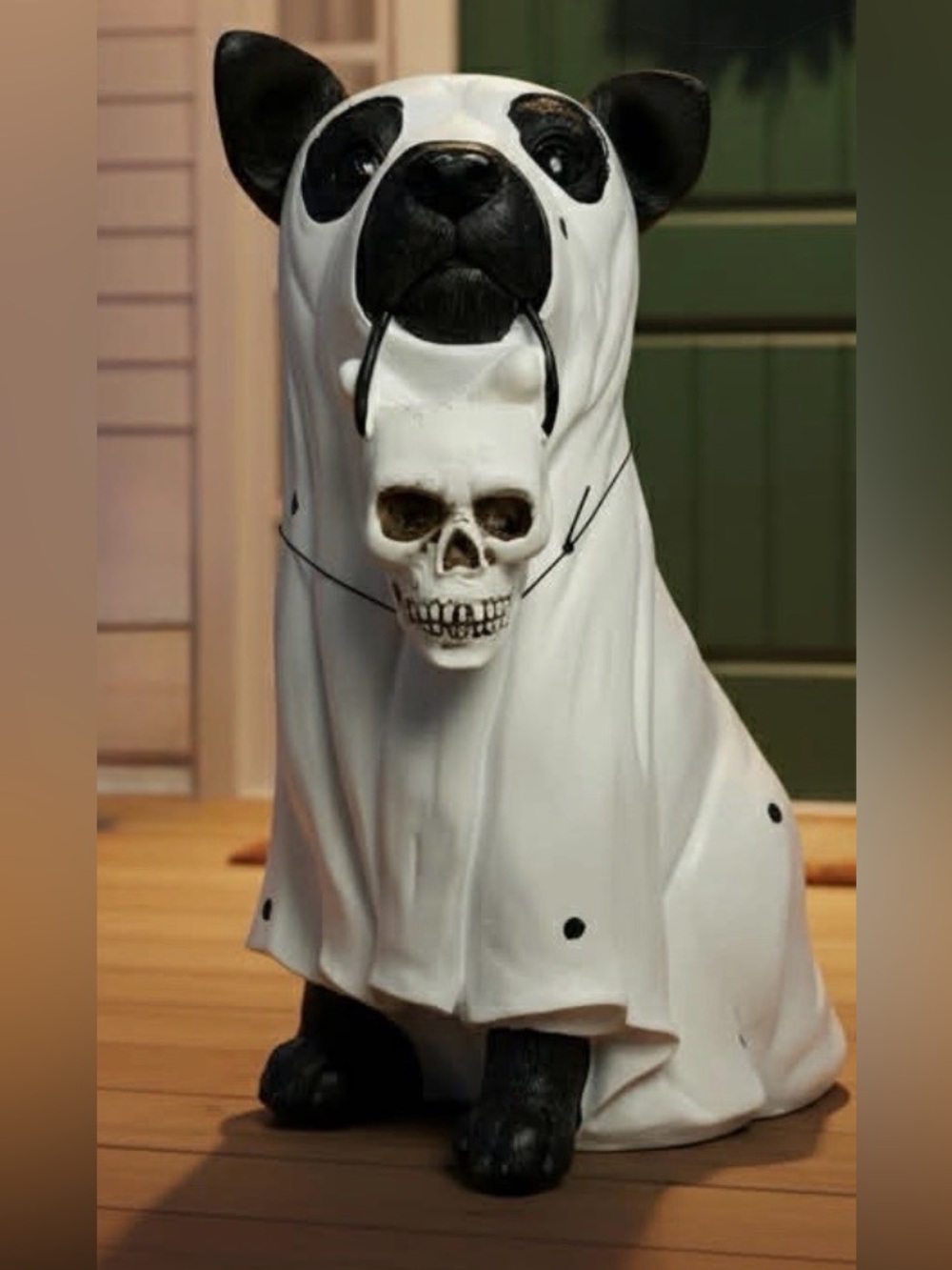 Black Dog Ghost Dog Figurine - White